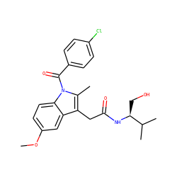 COc1ccc2c(c1)c(CC(=O)N[C@@H](CO)C(C)C)c(C)n2C(=O)c1ccc(Cl)cc1 ZINC000013441198
