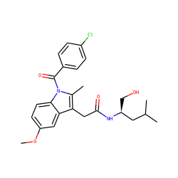 COc1ccc2c(c1)c(CC(=O)N[C@@H](CO)CC(C)C)c(C)n2C(=O)c1ccc(Cl)cc1 ZINC000013441202