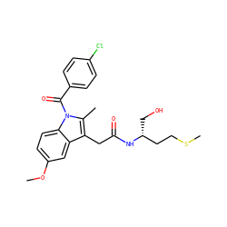 COc1ccc2c(c1)c(CC(=O)N[C@H](CO)CCSC)c(C)n2C(=O)c1ccc(Cl)cc1 ZINC000013441208