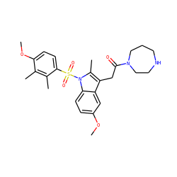 COc1ccc2c(c1)c(CC(=O)N1CCCNCC1)c(C)n2S(=O)(=O)c1ccc(OC)c(C)c1C ZINC000071331091