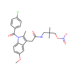 COc1ccc2c(c1)c(CC(=O)NCC(C)(C)CO[N+](=O)[O-])c(C)n2C(=O)c1ccc(Cl)cc1 ZINC000028862791