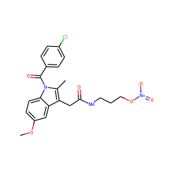 COc1ccc2c(c1)c(CC(=O)NCCCO[N+](=O)[O-])c(C)n2C(=O)c1ccc(Cl)cc1 ZINC000006733259