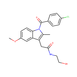COc1ccc2c(c1)c(CC(=O)NCCO)c(C)n2C(=O)c1ccc(Cl)cc1 ZINC000013441180