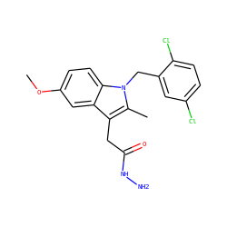 COc1ccc2c(c1)c(CC(=O)NN)c(C)n2Cc1cc(Cl)ccc1Cl ZINC000013445951