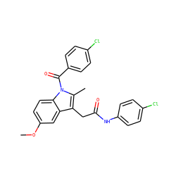 COc1ccc2c(c1)c(CC(=O)Nc1ccc(Cl)cc1)c(C)n2C(=O)c1ccc(Cl)cc1 ZINC000013809397