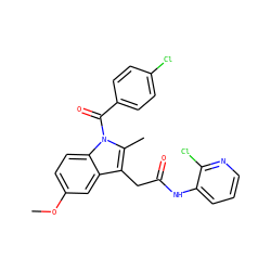 COc1ccc2c(c1)c(CC(=O)Nc1cccnc1Cl)c(C)n2C(=O)c1ccc(Cl)cc1 ZINC000013809415