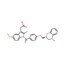 COc1ccc2c(c1)c(CC(=O)O)c(C)n2C(=O)c1ccc(OC[C@@H]2CN(C)c3ccccc3O2)cc1 ZINC000072106131