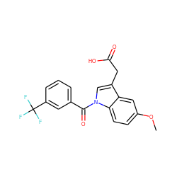COc1ccc2c(c1)c(CC(=O)O)cn2C(=O)c1cccc(C(F)(F)F)c1 ZINC000095582615