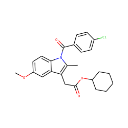COc1ccc2c(c1)c(CC(=O)OC1CCCCC1)c(C)n2C(=O)c1ccc(Cl)cc1 ZINC000026727224