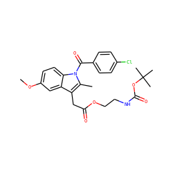 COc1ccc2c(c1)c(CC(=O)OCCNC(=O)OC(C)(C)C)c(C)n2C(=O)c1ccc(Cl)cc1 ZINC000026725952