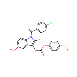 COc1ccc2c(c1)c(CC(=O)Oc1ccc(SC)cc1)c(C)n2C(=O)c1ccc(Cl)cc1 ZINC000014979646