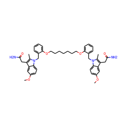 COc1ccc2c(c1)c(CC(N)=O)c(C)n2Cc1ccccc1OCCCCCCCOc1ccccc1Cn1c(C)c(CC(N)=O)c2cc(OC)ccc21 ZINC000049823041