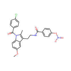 COc1ccc2c(c1)c(CCNC(=O)c1ccc(O[N+](=O)[O-])cc1)c(C)n2C(=O)c1ccc(Cl)cc1 ZINC000028862921