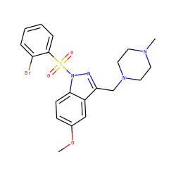 COc1ccc2c(c1)c(CN1CCN(C)CC1)nn2S(=O)(=O)c1ccccc1Br ZINC001772590297
