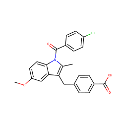 COc1ccc2c(c1)c(Cc1ccc(C(=O)O)cc1)c(C)n2C(=O)c1ccc(Cl)cc1 ZINC000028131246