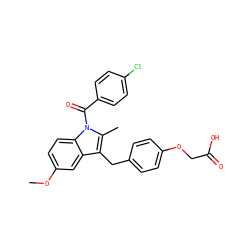 COc1ccc2c(c1)c(Cc1ccc(OCC(=O)O)cc1)c(C)n2C(=O)c1ccc(Cl)cc1 ZINC000028130096