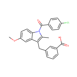 COc1ccc2c(c1)c(Cc1cccc(C(=O)O)c1)c(C)n2C(=O)c1ccc(Cl)cc1 ZINC000028134141
