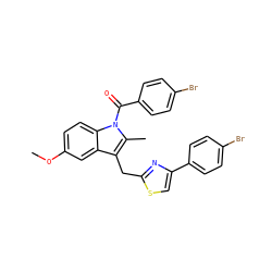 COc1ccc2c(c1)c(Cc1nc(-c3ccc(Br)cc3)cs1)c(C)n2C(=O)c1ccc(Br)cc1 ZINC000028761700