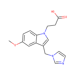 COc1ccc2c(c1)c(Cn1ccnc1)cn2CCC(=O)O ZINC000027085856
