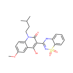 COc1ccc2c(c1)c(O)c(C1=NS(=O)(=O)c3ccccc3N1)c(=O)n2CCC(C)C ZINC000101077577