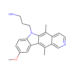 COc1ccc2c(c1)c1c(C)c3cnccc3c(C)c1n2CCCN ZINC000001720645