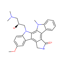 COc1ccc2c(c1)c1c3c(c4c5ccccc5n(C)c4c1n2C[C@@H](O)CN(C)C)C(=O)NC3 ZINC000027708116