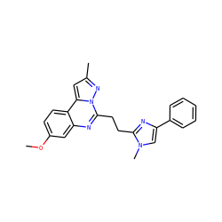 COc1ccc2c(c1)nc(CCc1nc(-c3ccccc3)cn1C)n1nc(C)cc21 ZINC000066058933