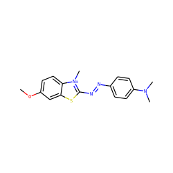 COc1ccc2c(c1)sc(/N=N/c1ccc(N(C)C)cc1)[n+]2C ZINC000005159499