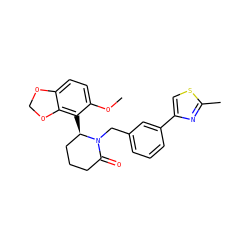COc1ccc2c(c1[C@@H]1CCCC(=O)N1Cc1cccc(-c3csc(C)n3)c1)OCO2 ZINC000223038918