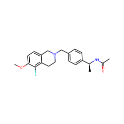 COc1ccc2c(c1F)CCN(Cc1ccc([C@H](C)NC(C)=O)cc1)C2 ZINC001772636416