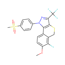 COc1ccc2c(c1F)CSc1c(C(F)(F)F)nn(-c3ccc(S(C)(=O)=O)cc3)c1-2 ZINC000028520857