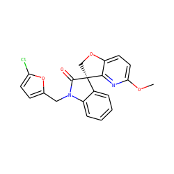 COc1ccc2c(n1)[C@]1(CO2)C(=O)N(Cc2ccc(Cl)o2)c2ccccc21 ZINC000103200275