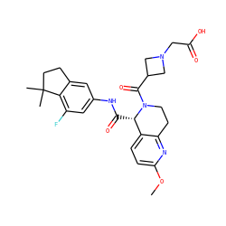 COc1ccc2c(n1)CCN(C(=O)C1CN(CC(=O)O)C1)[C@H]2C(=O)Nc1cc(F)c2c(c1)CCC2(C)C ZINC001772576474