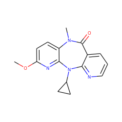 COc1ccc2c(n1)N(C1CC1)c1ncccc1C(=O)N2C ZINC000005851644