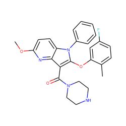 COc1ccc2c(n1)c(C(=O)N1CCNCC1)c(Oc1cc(F)ccc1C)n2-c1ccccc1 ZINC000072181786
