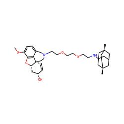 COc1ccc2c3c1O[C@H]1C[C@@H](O)C=C[C@@]31CCN(CCOCCOCCNC13CC4C[C@](C)(C1)C[C@@](C)(C4)C3)C2 ZINC000095578756