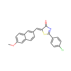 COc1ccc2cc(/C=C3\SC(c4ccc(Cl)cc4)=NC3=O)ccc2c1 ZINC000084757849
