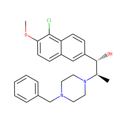 COc1ccc2cc([C@H](O)[C@@H](C)N3CCN(Cc4ccccc4)CC3)ccc2c1Cl ZINC000023247597