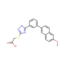 COc1ccc2cc(-c3cccc(-c4nc(SCC(=O)O)n[nH]4)c3)ccc2c1 ZINC000205444254
