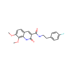 COc1ccc2cc(C(=O)NCCc3ccc(F)cc3)c(=O)[nH]c2c1OC ZINC000072182385