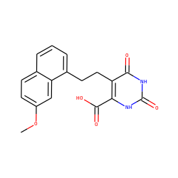COc1ccc2cccc(CCc3c(C(=O)O)[nH]c(=O)[nH]c3=O)c2c1 ZINC000098209557