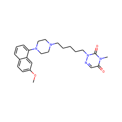COc1ccc2cccc(N3CCN(CCCCCn4ncc(=O)n(C)c4=O)CC3)c2c1 ZINC000299828843