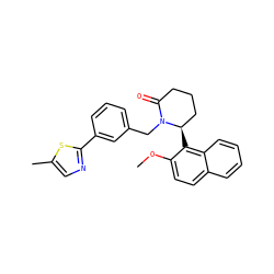 COc1ccc2ccccc2c1[C@@H]1CCCC(=O)N1Cc1cccc(-c2ncc(C)s2)c1 ZINC000167266034