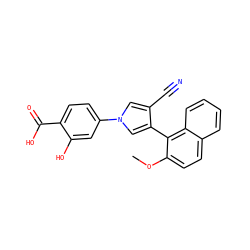 COc1ccc2ccccc2c1-c1cn(-c2ccc(C(=O)O)c(O)c2)cc1C#N ZINC000200845190