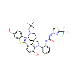 COc1ccc2nc(-c3ccc(O)c4c3C3(CCN(CC(C)(C)C)CC3)CN4c3ccccc3NC(=O)Nc3csc(C(F)(F)F)n3)sc2c1 ZINC001772587561