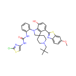 COc1ccc2nc(-c3ccc(O)c4c3C3(CCN(CC(C)(C)C)CC3)CN4c3ccccc3NC(=O)Nc3csc(Cl)n3)sc2c1 ZINC001772600779