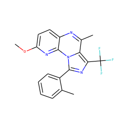COc1ccc2nc(C)c3c(C(F)(F)F)nc(-c4ccccc4C)n3c2n1 ZINC000073159121
