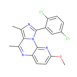COc1ccc2nc(C)c3c(C)nc(-c4cc(Cl)ccc4Cl)n3c2n1 ZINC000073169856