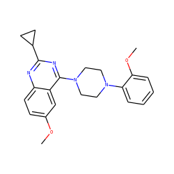 COc1ccc2nc(C3CC3)nc(N3CCN(c4ccccc4OC)CC3)c2c1 ZINC000096284511