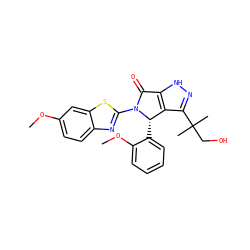 COc1ccc2nc(N3C(=O)c4[nH]nc(C(C)(C)CO)c4[C@@H]3c3ccccc3OC)sc2c1 ZINC000096177150